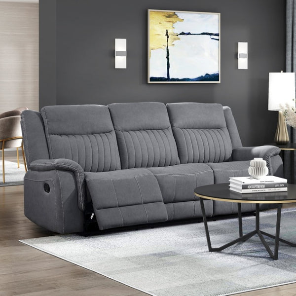 English Elm Contemporary Gray Microfiber Reclining Sofa and Loveseat Set for Modern Living Rooms Gray 1pc Sofa B011P586405