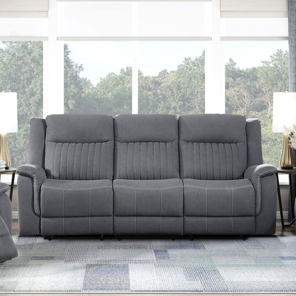English Elm Contemporary Gray Microfiber Reclining Sofa and Loveseat Set for Modern Living Rooms Gray 1pc Sofa B011P586405