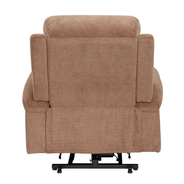 English Elm Brown Microfiber Power Lift Recliner with Heat Massage and USB Charging Ports B011P587004