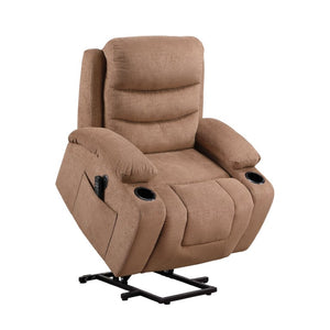 English Elm Brown Microfiber Power Lift Recliner with Heat Massage and USB Charging Ports B011P587004