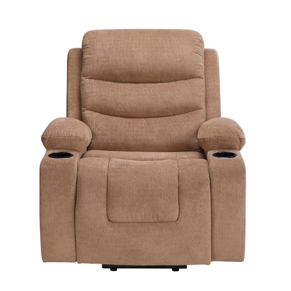 English Elm Brown Microfiber Power Lift Recliner with Heat Massage and USB Charging Ports B011P587004
