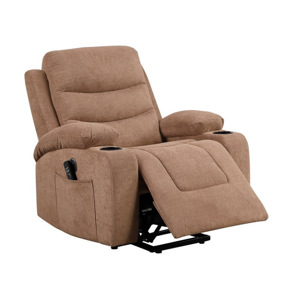 English Elm Brown Microfiber Power Lift Recliner with Heat Massage and USB Charging Ports B011P587004