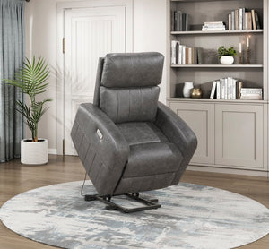 English Elm Modern Power Lift Recliner Chair Faux Leather Upholstered with Pocket Coil Seating Support B011P587005