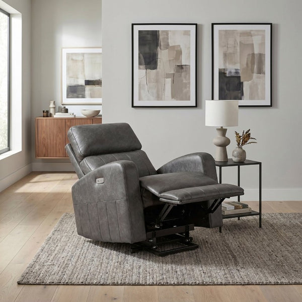English Elm Modern Power Lift Recliner Chair Faux Leather Upholstered with Pocket Coil Seating Support B011P587005