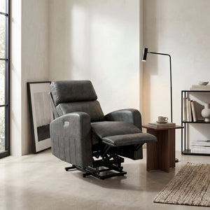 English Elm Modern Power Lift Recliner Chair Faux Leather Upholstered with Pocket Coil Seating Support B011P587005