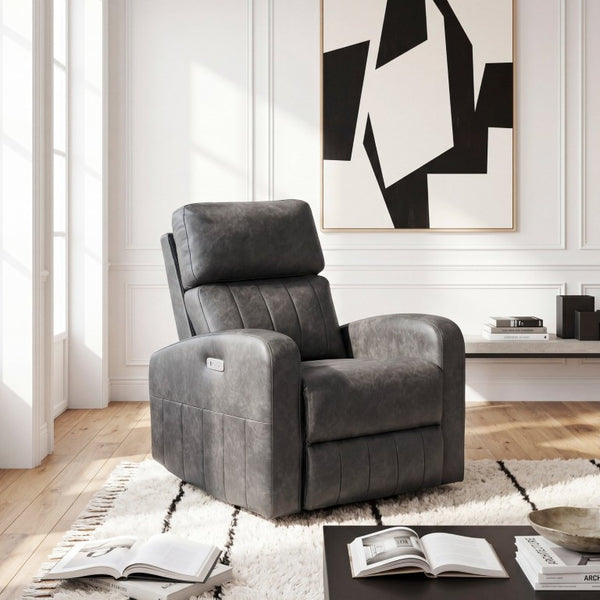 English Elm Modern Power Lift Recliner Chair Faux Leather Upholstered with Pocket Coil Seating Support B011P587005