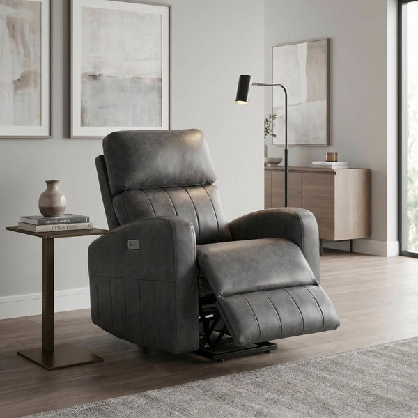 English Elm Modern Power Lift Recliner Chair Faux Leather Upholstered with Pocket Coil Seating Support B011P587005