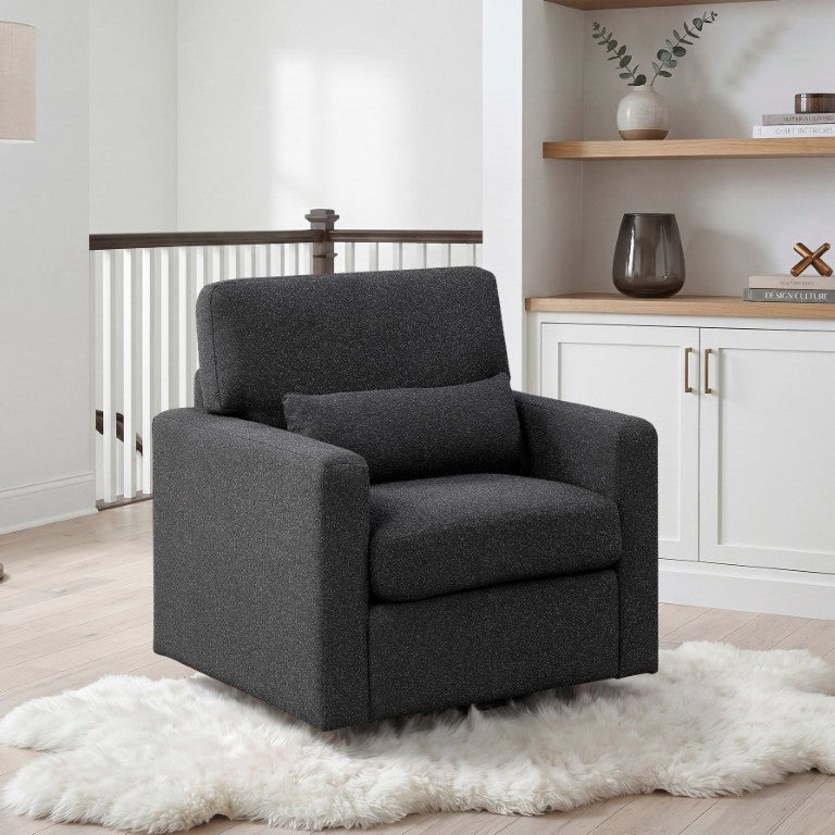 English Elm Modern Boucle Barrel Swivel Armchair with Pocket Coil Cushions for Living Room B011P587009