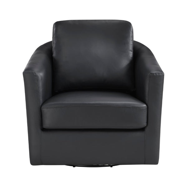 English Elm Modern Top Grain Leather Swivel Barrel Chair with Pocket Coil Cushions for Living Rooms B011P587015