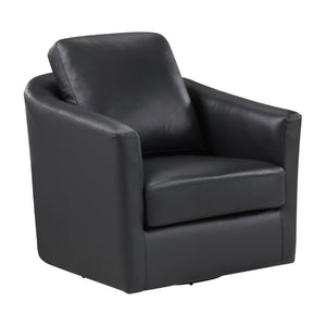English Elm Modern Top Grain Leather Swivel Barrel Chair with Pocket Coil Cushions for Living Rooms B011P587015