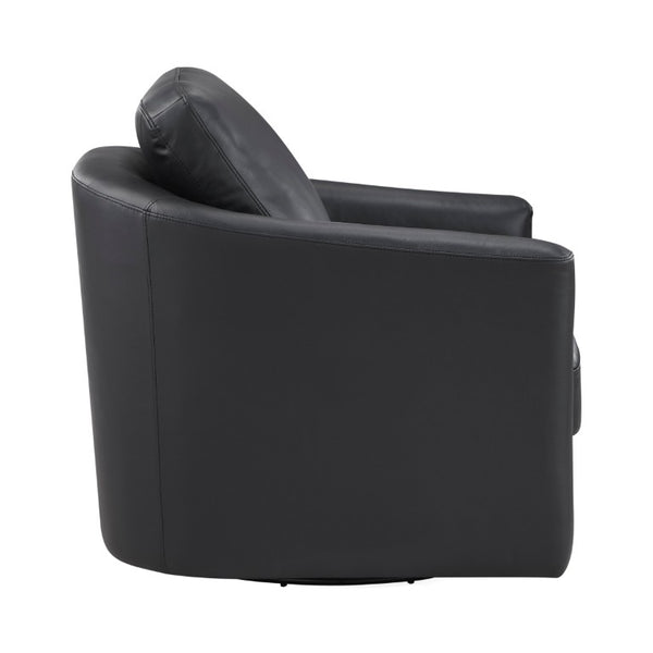 English Elm Modern Top Grain Leather Swivel Barrel Chair with Pocket Coil Cushions for Living Rooms B011P587015