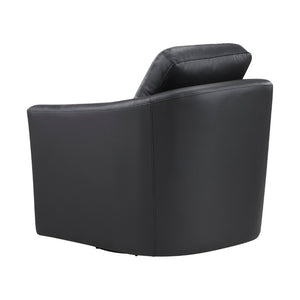 English Elm Modern Top Grain Leather Swivel Barrel Chair with Pocket Coil Cushions for Living Rooms B011P587015