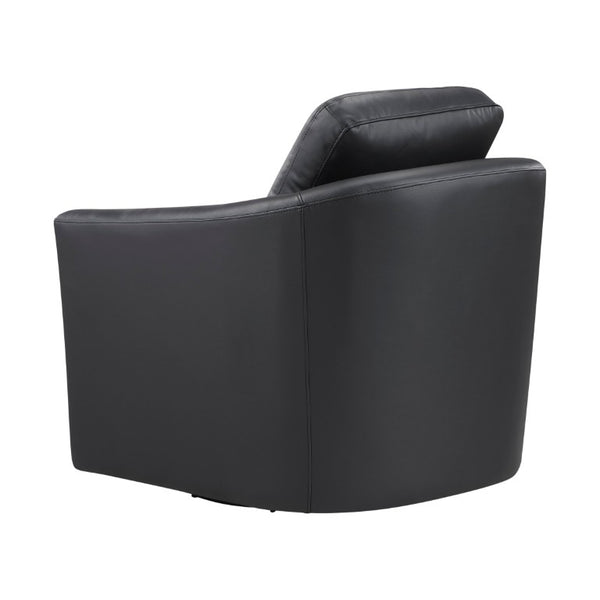 English Elm Modern Top Grain Leather Swivel Barrel Chair with Pocket Coil Cushions for Living Rooms B011P587015