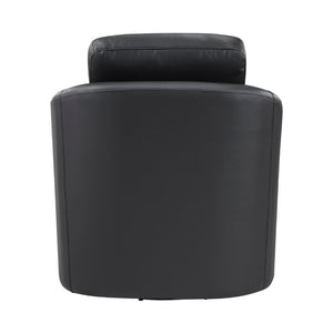 English Elm Modern Top Grain Leather Swivel Barrel Chair with Pocket Coil Cushions for Living Rooms B011P587015
