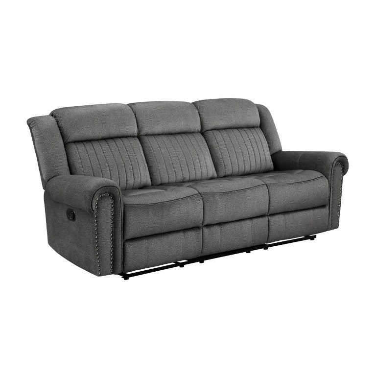 English Elm Reclining Sofa with Nailhead Arms Microfiber Upholstery and Pocket Coil Seat Support B011P587679