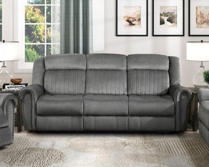 English Elm Reclining Sofa with Nailhead Arms Microfiber Upholstery and Pocket Coil Seat Support B011P587679