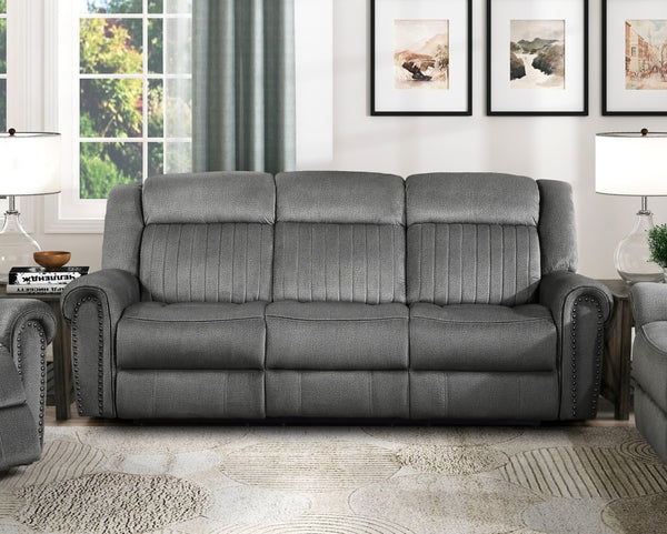 English Elm Reclining Sofa with Nailhead Arms Microfiber Upholstery and Pocket Coil Seat Support B011P587679