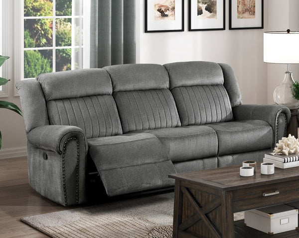 English Elm Reclining Sofa with Nailhead Arms Microfiber Upholstery and Pocket Coil Seat Support B011P587679