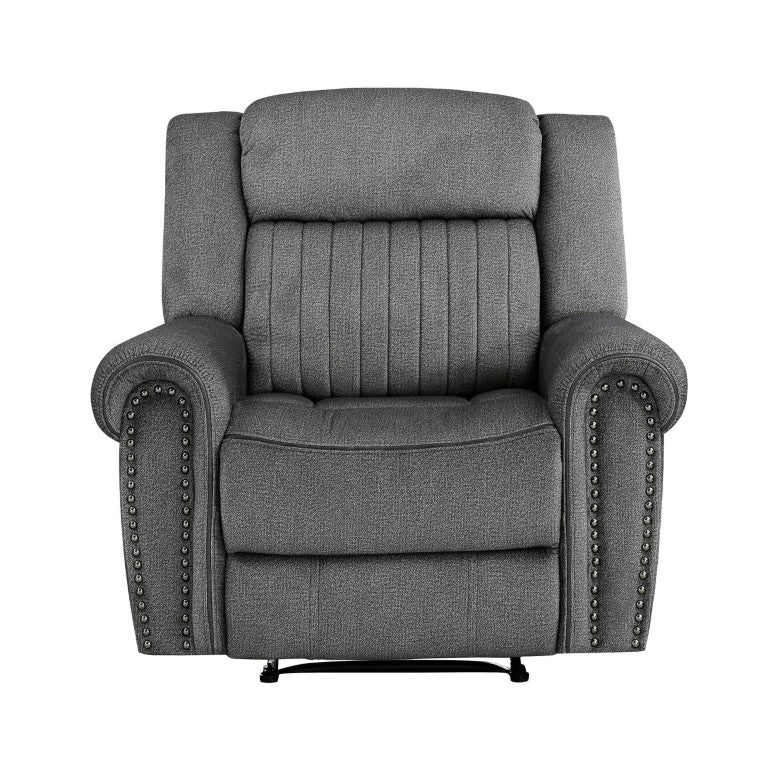 English Elm Reclining Microfiber Armchair with Nailhead Trim Solid Wood Frame Transitional Living Room B011P587681