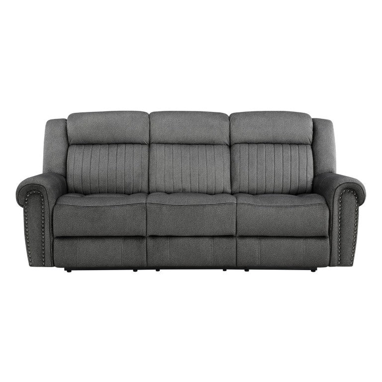 English Elm Modern Power Reclining Sofa with USB Charging Nailhead Trim Microfiber Seating B011P587687