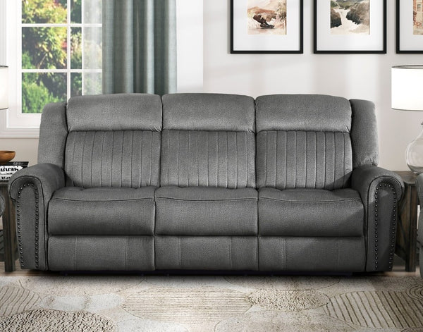 English Elm Modern Power Reclining Sofa with USB Charging Nailhead Trim Microfiber Seating B011P587687