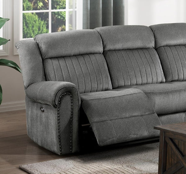 English Elm Modern Power Reclining Sofa with USB Charging Nailhead Trim Microfiber Seating B011P587687
