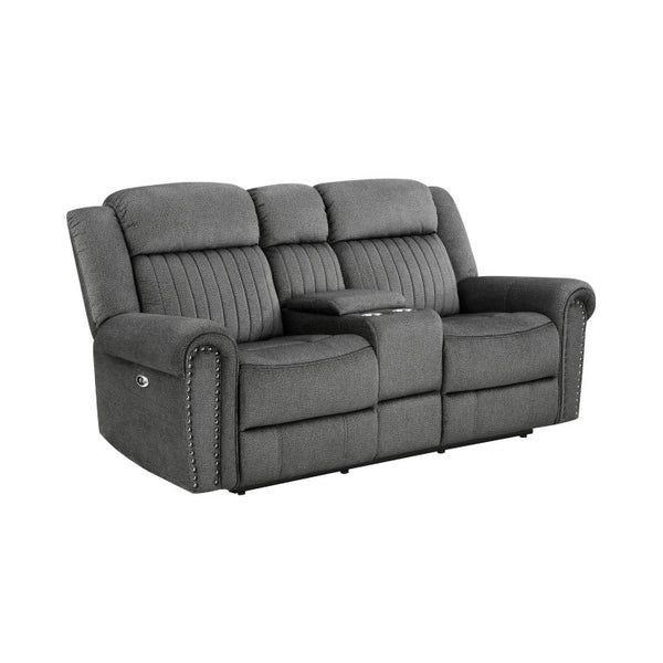 English Elm Modern Power Reclining Loveseat with Console USB Charging Microfiber Seating B011P587691