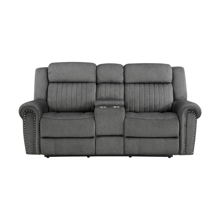 English Elm Modern Power Reclining Loveseat with Console USB Charging Microfiber Seating B011P587691