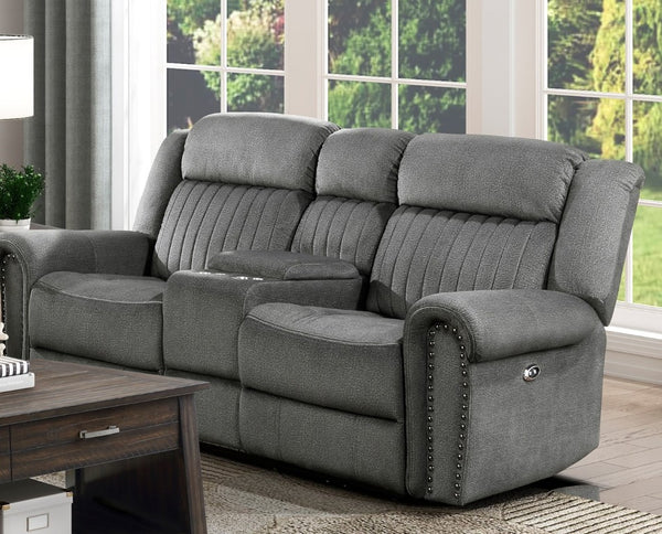 English Elm Modern Power Reclining Loveseat with Console USB Charging Microfiber Seating B011P587691