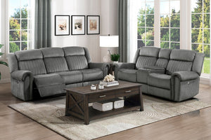 English Elm Modern Power Reclining Loveseat with Console USB Charging Microfiber Seating B011P587691
