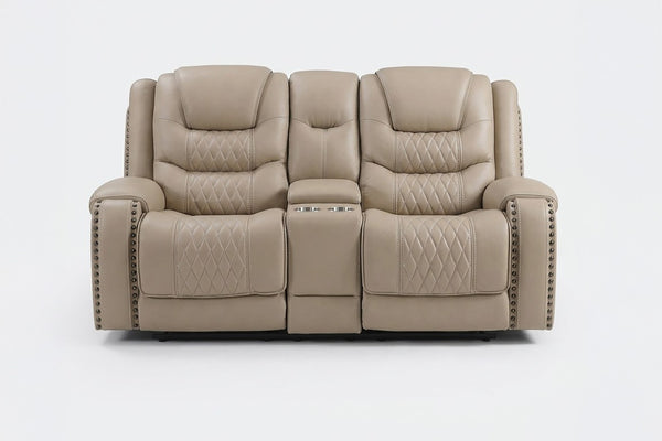 English Elm Top Grain Leather Match Power Motion Seating with Zero Gravity and USB Charging Reclining Loveseat B011P587706