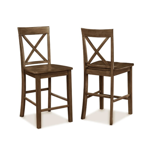 English Elm 5Pc Farmhouse Counter Height Dining Set Square Table Cross Back Chairs Warm Wood B011P588399