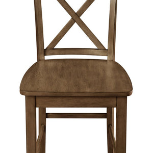 English Elm 5Pc Farmhouse Counter Height Dining Set Square Table Cross Back Chairs Warm Wood B011P588399
