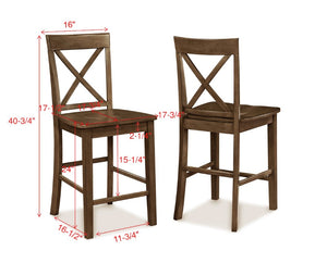 English Elm 5Pc Farmhouse Counter Height Dining Set Square Table Cross Back Chairs Warm Wood B011P588399