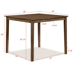 English Elm 5Pc Farmhouse Counter Height Dining Set Square Table Cross Back Chairs Warm Wood B011P588399