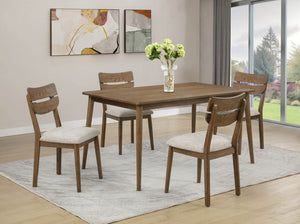 English Elm Contemporary Traditional Rectangular Dining Table Warm Wood Finish Seats Six B011P588402
