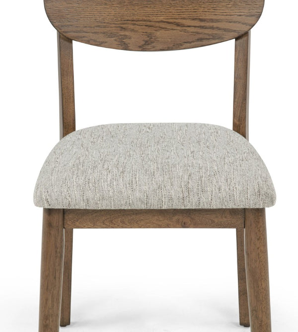 English Elm 4Pc Curved Seatback Dining Chairs Linen Upholstered Solid Wood Frame Transitional Set B011P588403