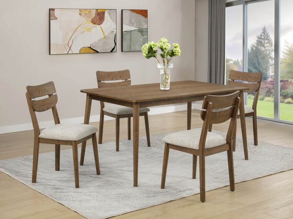 English Elm 4Pc Curved Seatback Dining Chairs Linen Upholstered Solid Wood Frame Transitional Set B011P588403