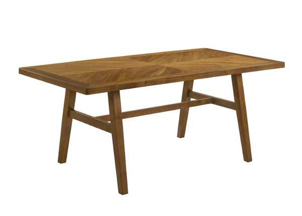 English Elm 1Pc Mid-Century Trestle Dining Table with Quarter-Matched Veneer Warm Walnut Finish Brown Wood 35.8 L x 70.9 W x 30 H B011P588624