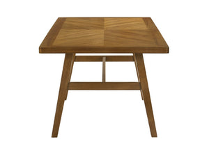 English Elm 1Pc Mid-Century Trestle Dining Table with Quarter-Matched Veneer Warm Walnut Finish Brown Wood 35.8 L x 70.9 W x 30 H B011P588624
