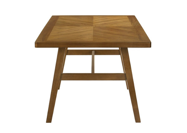 English Elm 1Pc Mid-Century Trestle Dining Table with Quarter-Matched Veneer Warm Walnut Finish Brown Wood 35.8 L x 70.9 W x 30 H B011P588624