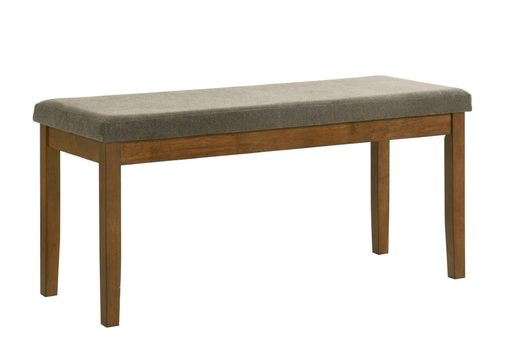 English Elm Contemporary Upholstered Dining Bench Gray Padded Seat Warm Wood Frame for Modern Rooms B011P588626