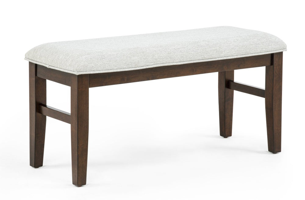 English Elm Contemporary Upholstered Dining Bench with Padded Seat and Warm Brown Wood Frame B011P589424
