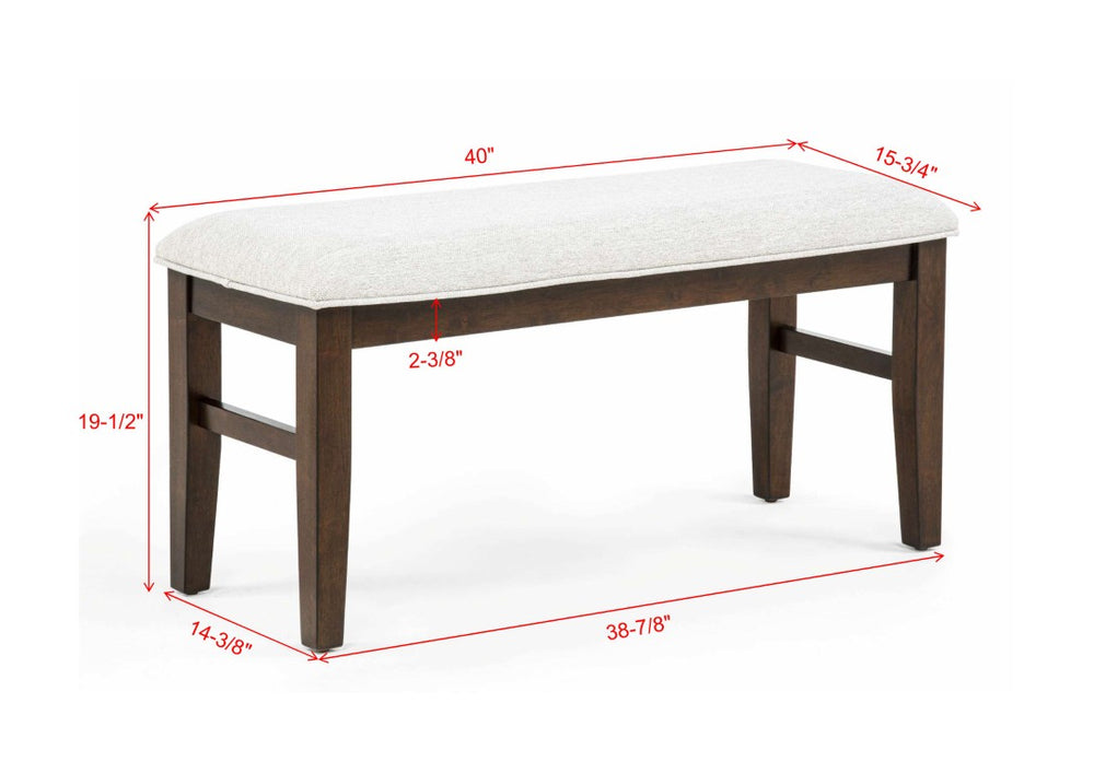 English Elm Contemporary Upholstered Dining Bench with Padded Seat and Warm Brown Wood Frame B011P589424