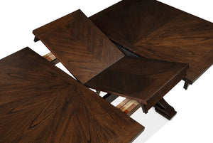 English Elm 1Pc Extendable Trestle Dining Table Mid-Century Warm Brown Wood Butterfly Leaf Seat B011P589425
