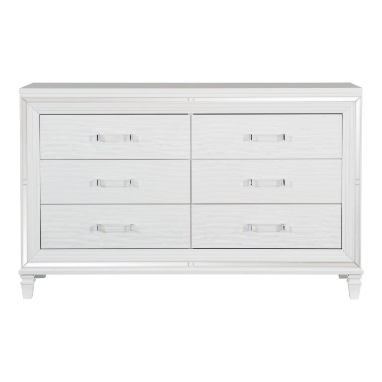 English Elm Modern Glam Six Drawer Dresser with Beveled Mirror Trim and Hidden Jewelry Trays B011P589918