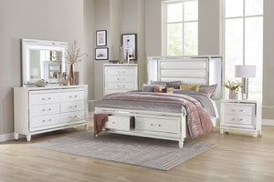 English Elm Modern Glam Six Drawer Dresser with Beveled Mirror Trim and Hidden Jewelry Trays B011P589918