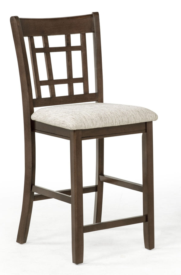 English Elm 2Pc Counter Height Lattice Back Pub Chairs Warm Wood Frame Upholstered Kitchen Seating B011P589920