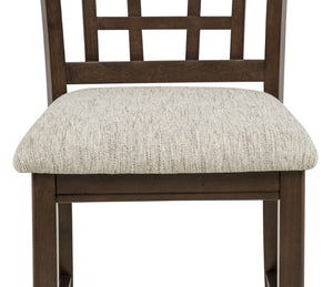 English Elm 2Pc Counter Height Lattice Back Pub Chairs Warm Wood Frame Upholstered Kitchen Seating B011P589920