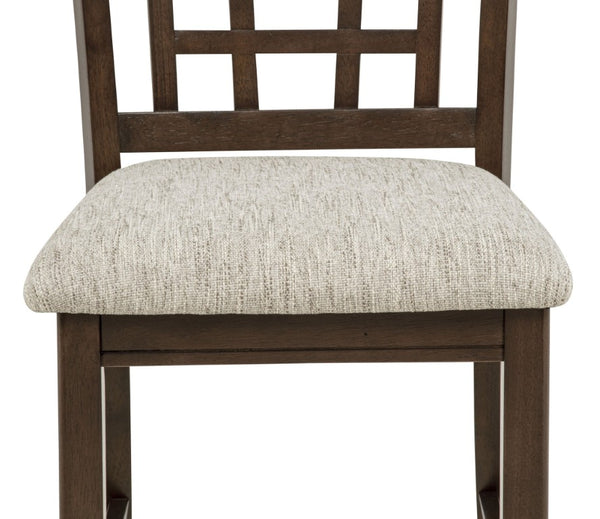 English Elm 2Pc Counter Height Lattice Back Pub Chairs Warm Wood Frame Upholstered Kitchen Seating B011P589920